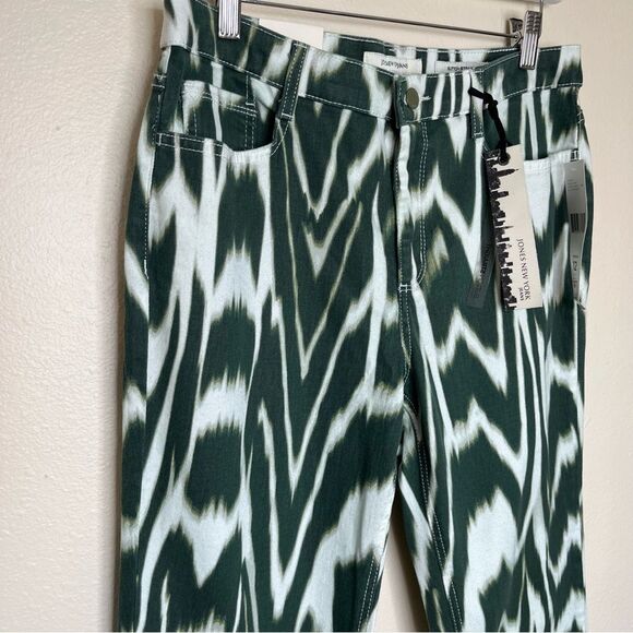 Jones New York Sutton Straight Loden Green Combo Slimming Jeans Women 12 NWT - Picture 2 of 16